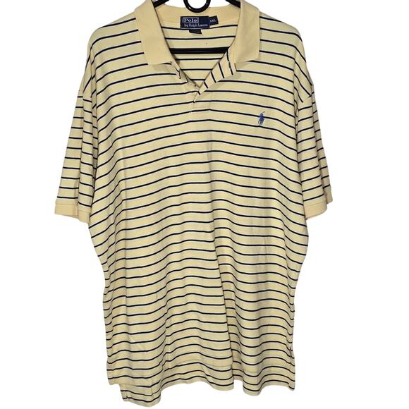 Polo Ralph Lauren Yellow with Navy Stripes Blue Polo Pony Short Sleeve 2XL - Picture 1 of 6